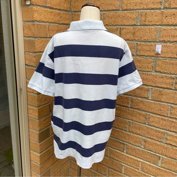 COUNTRY ROAD Blue Stripe Polo Shirt Size L Casual Beach Summer Going Out - Picture 4 of 7